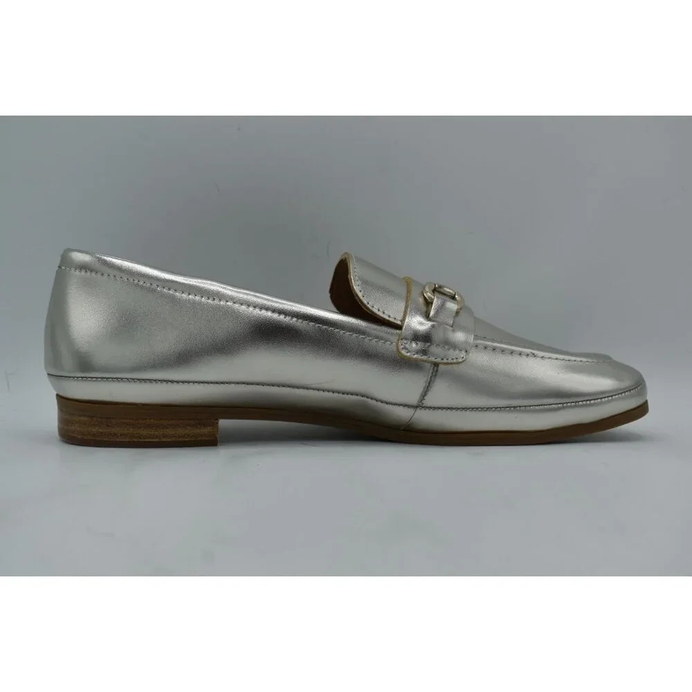 Blondo Women 9 Benita Platinum Metallic Leather Waterproof Slip On Loafers Shoes
